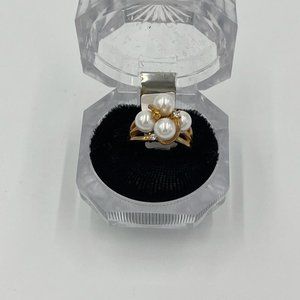 NEW MARY KAY ELEGANT ROSE GOLD PLATED RING W FAUX PEARLS Size: 6